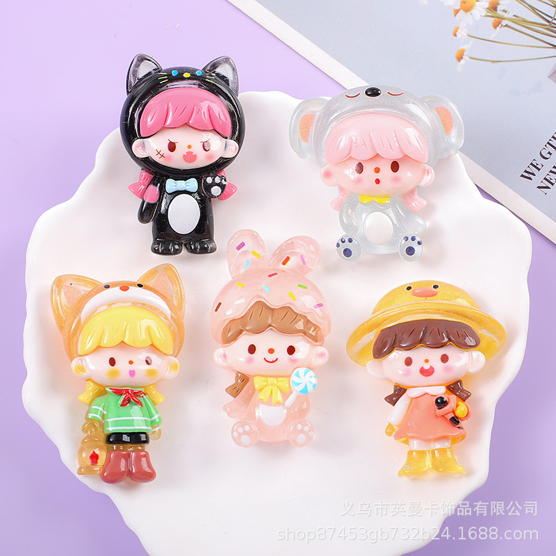 大号卡通夜光变装阿卓系列树脂配件 奶油胶diy手机壳鞋扣水杯贴片